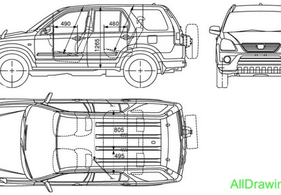 Honda CR-V (2005) (Хонда CР-В (2005)) - чертежи (рисунки) автомобиля